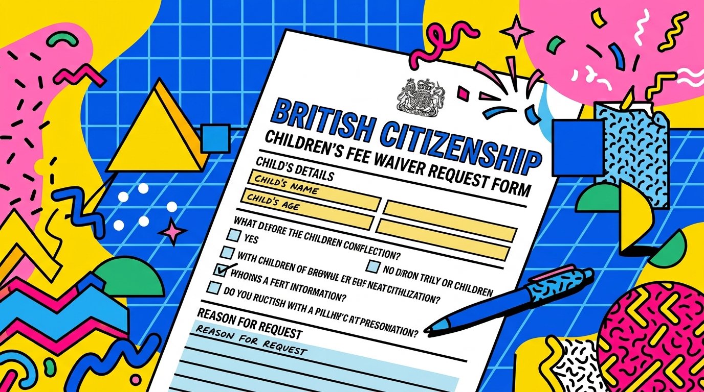 British citizenship fee waiver for children UK – application form on a desk