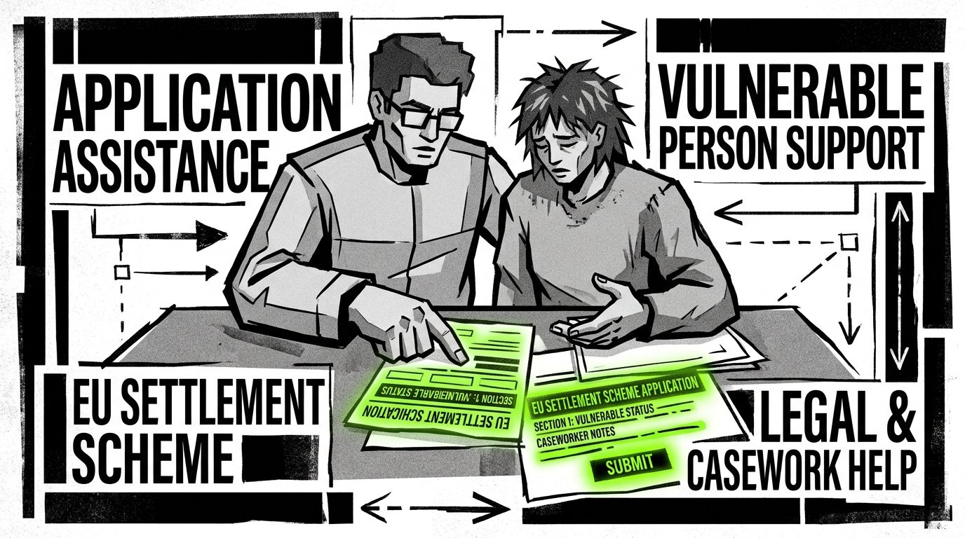 Vulnerable person receiving help with EU Settlement Scheme application